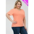 thumbnail image 3 of Saronite Basics Short Sleeve Round Neck Soft Classic T-shirt Top, Flamingo (Women's Plus), 3 of 5