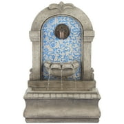 Manhasset 30 1/4 High Large Italian Outdoor Decor Blue Faux Stone Floor Fountain Waterfall Outside Garden Patio