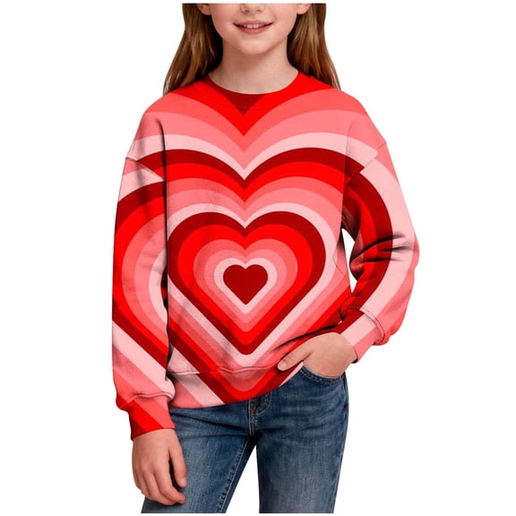 Bixock Toddler Boys and Girls Tops,Kids Long Sleeve Tops Valentine Print Round Neck Sweatshirt Casual Wear for Boys Girls Age 2-14 Tops