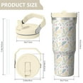 thumbnail image 4 of Floral 30oz Handheld Travel Tumbler with Handle – Double Wall Stainless Steel Insulated Cup, Flip Straw Lid, Leak-Proof & BPA-Free, Durable Hot & Cold Drink Mug,Thanksgiving, Xmas, Spring ,Flower, 4 of 6