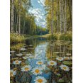 thumbnail image 1 of Qisvanset Framed Canvas Wall Art 12x16 Inch Wild Daisy Meadow Pond Elegant Nature Wall Art, 1 of 5
