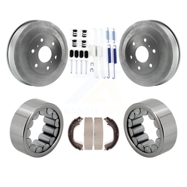 Transit Auto Rear Coated Brake Drum Shoe Hardware and Wheel Bearing Kit for Car 2010-2013 GMC Sierra 1500 Chevrolet Silverado with 8-1/2" or 8-5/8" Ring Gear - Left Right (Driver Passenger) K7D-100004