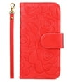 thumbnail image 3 of Decase Wallet Cover For Apple iPhone 15 Plus 6.7",Premium Flower Pattern Shockproof Flip Card Slots Holder Case With Hand Strap & Magnetic Clasp,Anti-Scratch Phone Shell,for iPhone 15 Plus - Red, 3 of 5