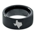 thumbnail image 2 of Tungsten Texas The Lone Star State Band Ring 9mm Men Women Comfort Fit Black Flat Cut Brushed Polished, 2 of 4
