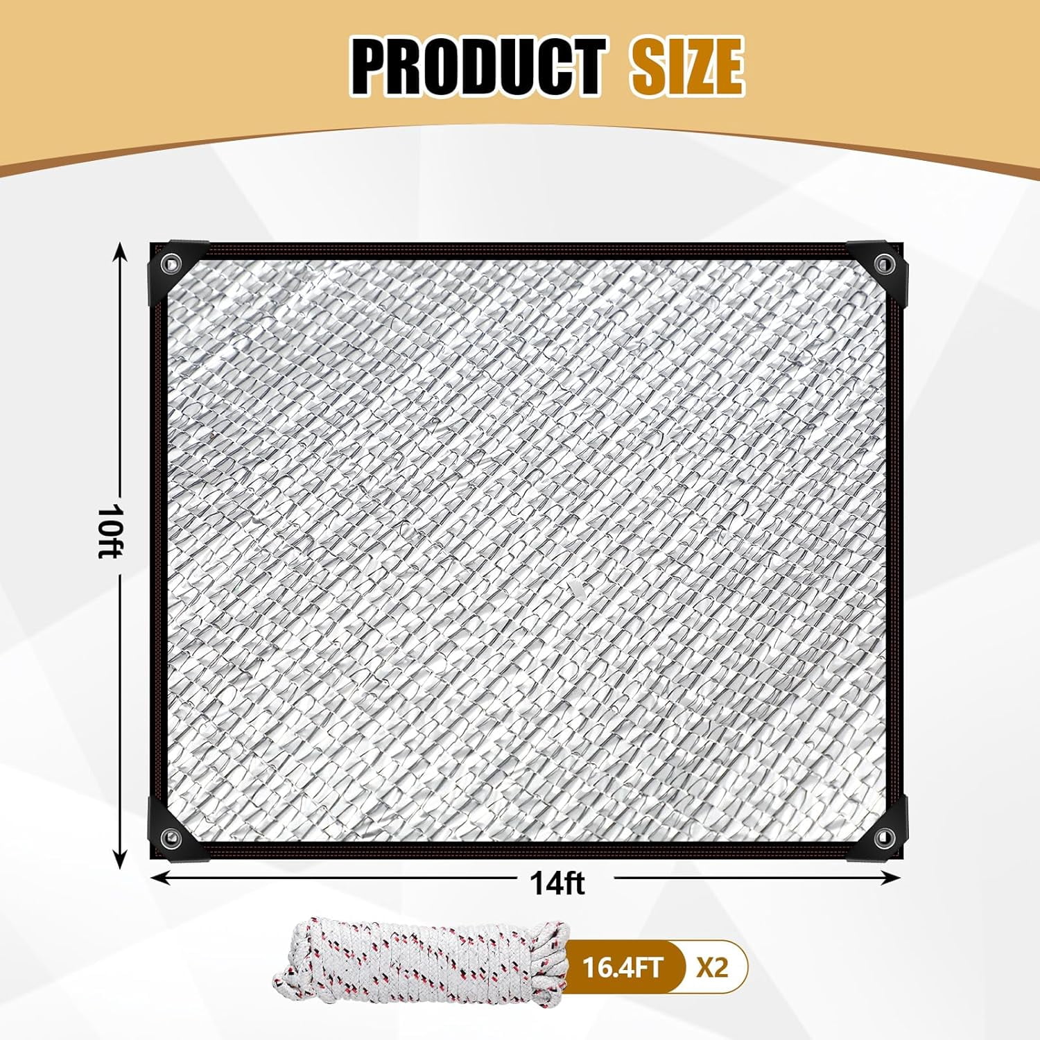 2 Set 99% Aluminum Shade Cloth Reflective Tarp 10 x 14 ft Aluminum Cloth Porch Privacy Screen with Grommets Durable Mesh Canopy for Car Garden Patio Pergola Sun Shade Cover