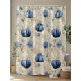 thumbnail image 4 of Fall Shower Curtain Blue Pumpkin Shower Curtains for Bathroom Thanksgiving Decor, Waterproof Polyester Shower Curtain Set with Hooks, Extra Long 72" x 84" Flowers Vintage, 4 of 6