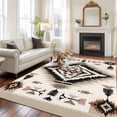 thumbnail image 2 of 8'x10' Area Rugs, Boho Black Brown Indoor Outdoor Area Rug for Living Room Bedroom, Geometric Southwestern Ethnic Vintage Washable Bathroom Rugs Kitchen Floor Carpet Mats Home Decor Aesthetic, 2 of 8