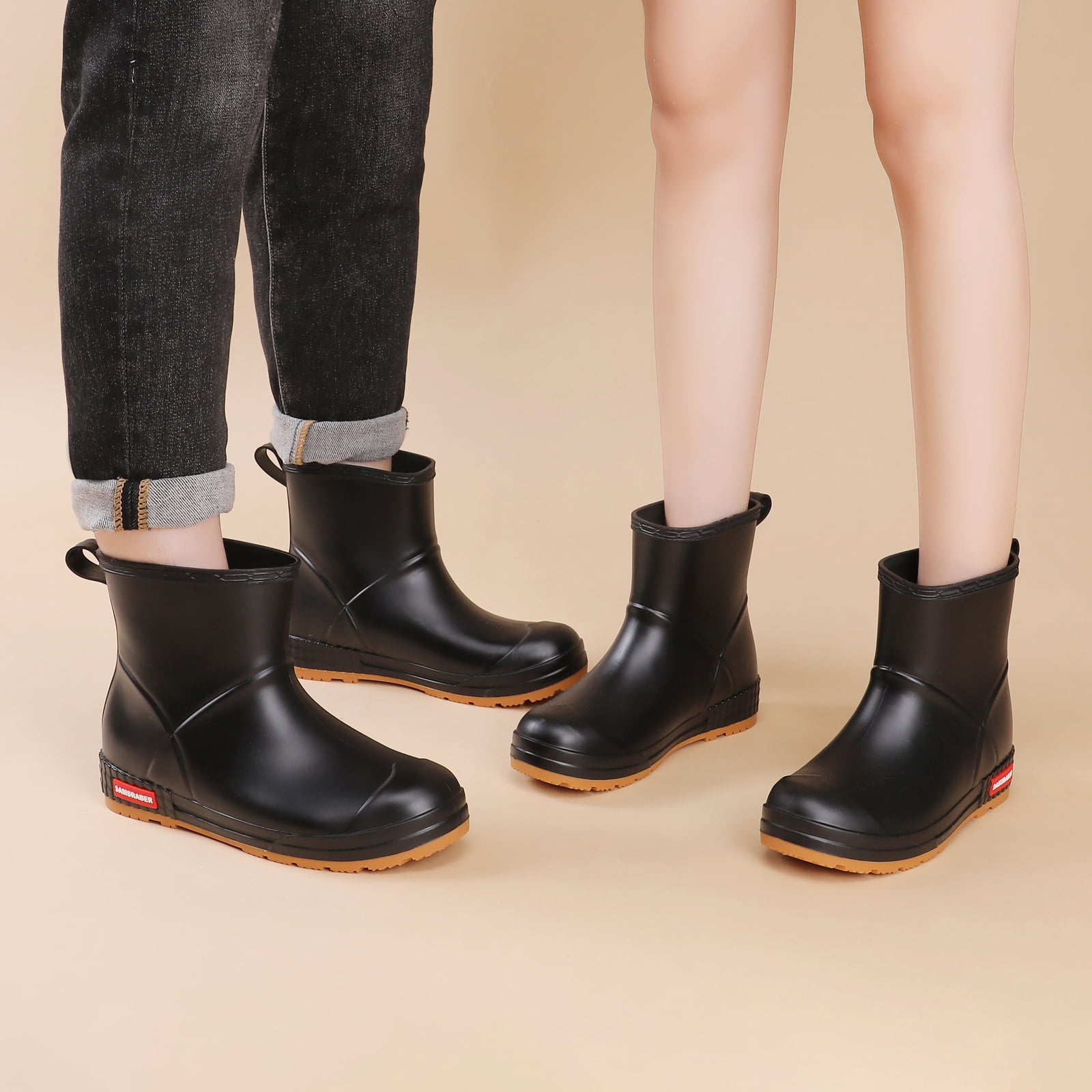 Rain Boots Women and Men Superior Anti-Slip Waterproof Rubber Boots Casual Chealsea Classic Ankle Boots Durable Rain Shoes Mud Rubber Booties for Work PVC Garden Shoes for Sailing Fishing and Camping
