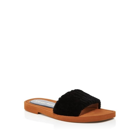 

STUART WEITZMAN Womens Black Comfort Cammy Square Toe Block Heel Leather Slide Sandals Shoes 9.5 B