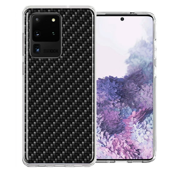 MUNDAZE For Samsung Galaxy S20 Ultra Carbon Fiber Look Double Layer Phone Case Cover