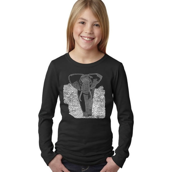LA Pop Art Girl's Word Art Long Sleeve - ELEPHANT
