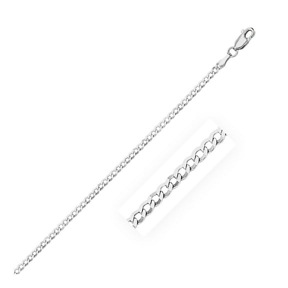 2.6mm 14k White Gold Solid Curb Chain 24 in