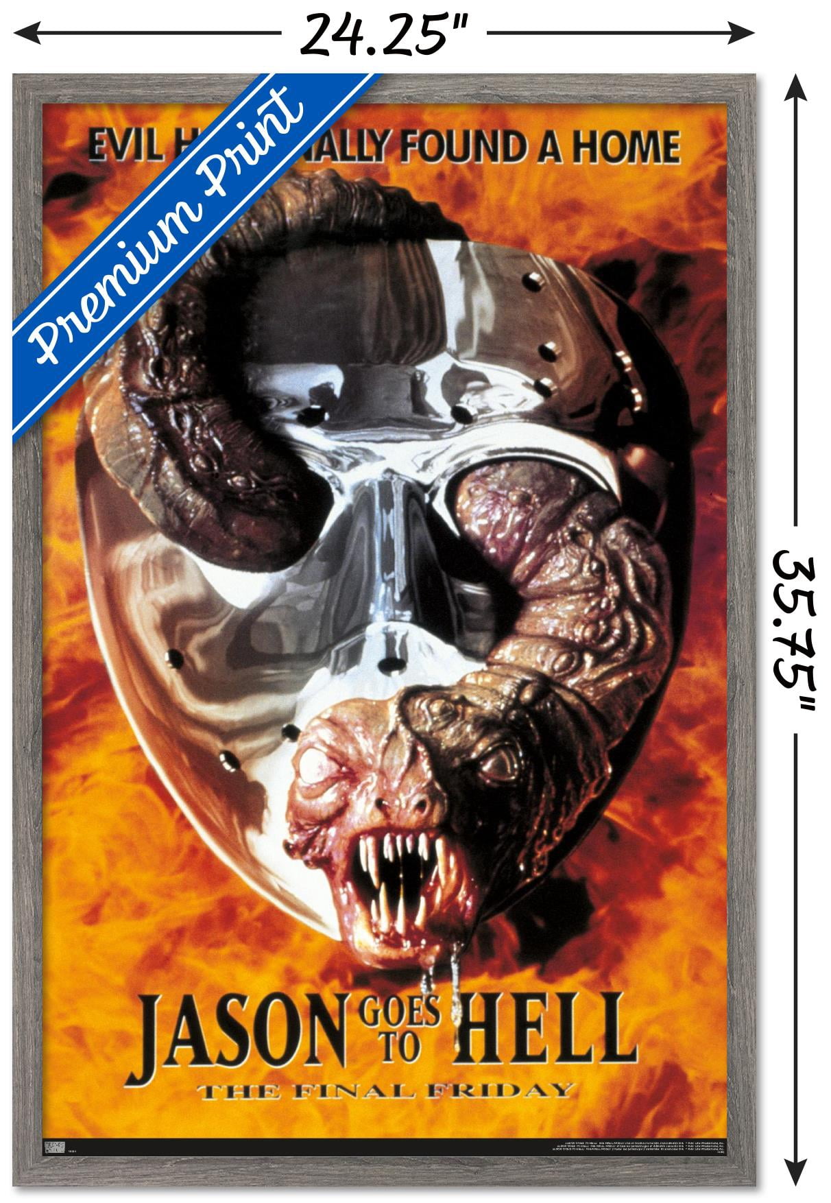Friday The 13th: Jason Goes To Hell - One Sheet Wall Poster, 22.375" x 34", Framed