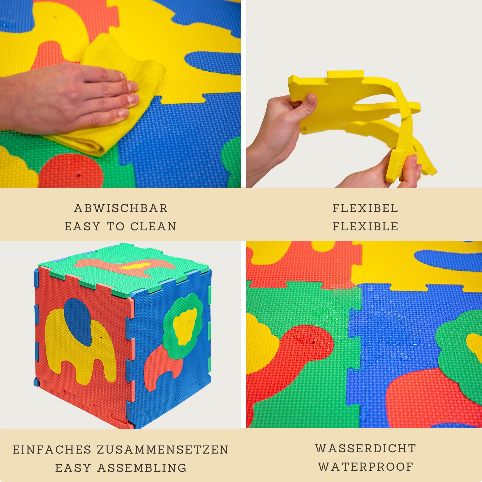 Hakuna Matte: Stylish Baby Play Mat: Safari - 47x35", 12 Foam Floor Tiles, Removable Animal Shapes, Colorful Thick Puzzle Mat For Crawling & Playtime