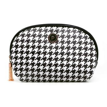 Profusion Cosmetics Lined Adult Cosmetic Bag, Zipper, Houndstooth, White, 1 Piece