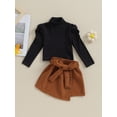 thumbnail image 2 of CIYCuIT Kids Baby Girl Skirts Set Long Sleeve Turtleneck T-shirt + Button Irregular Skirt + Belt 3Pcs Fall Outfits Toddler Sweet Casual Clothes 6M 12M 24M 3T 4T 5T, 2 of 8