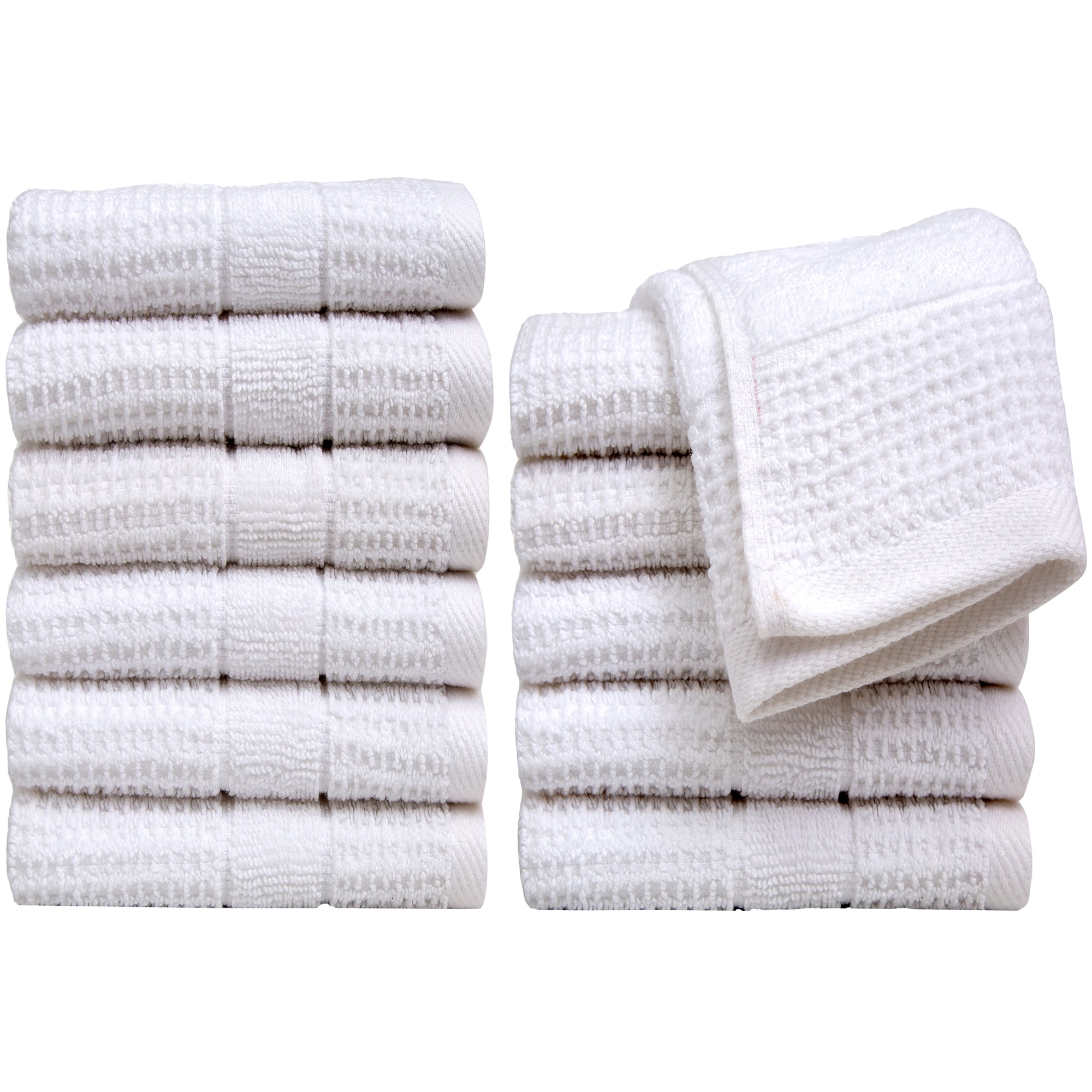 Pleasant Home Washcloths Set 12 Pack (12” x 12”) 488 GSM 100 Ring