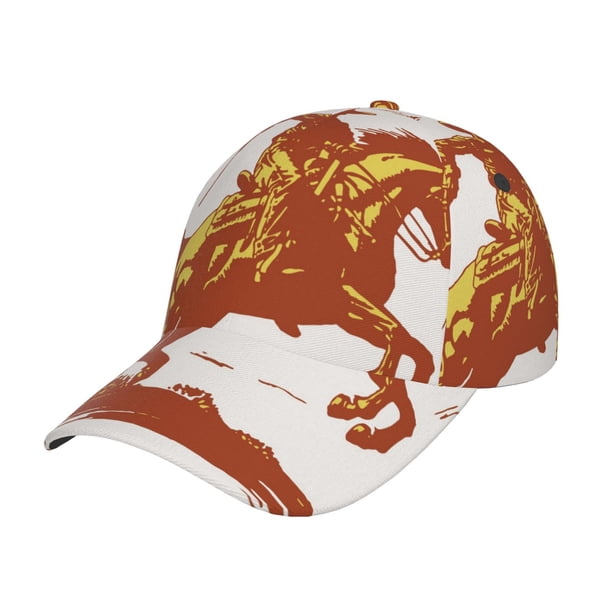 Fotbe Vintage Cowboy On A Bronco Horse Gorro Clásico de Béisbol, Gorra Ajustable con Broche Snapback, Gorro de Exterior de Algodón Suave