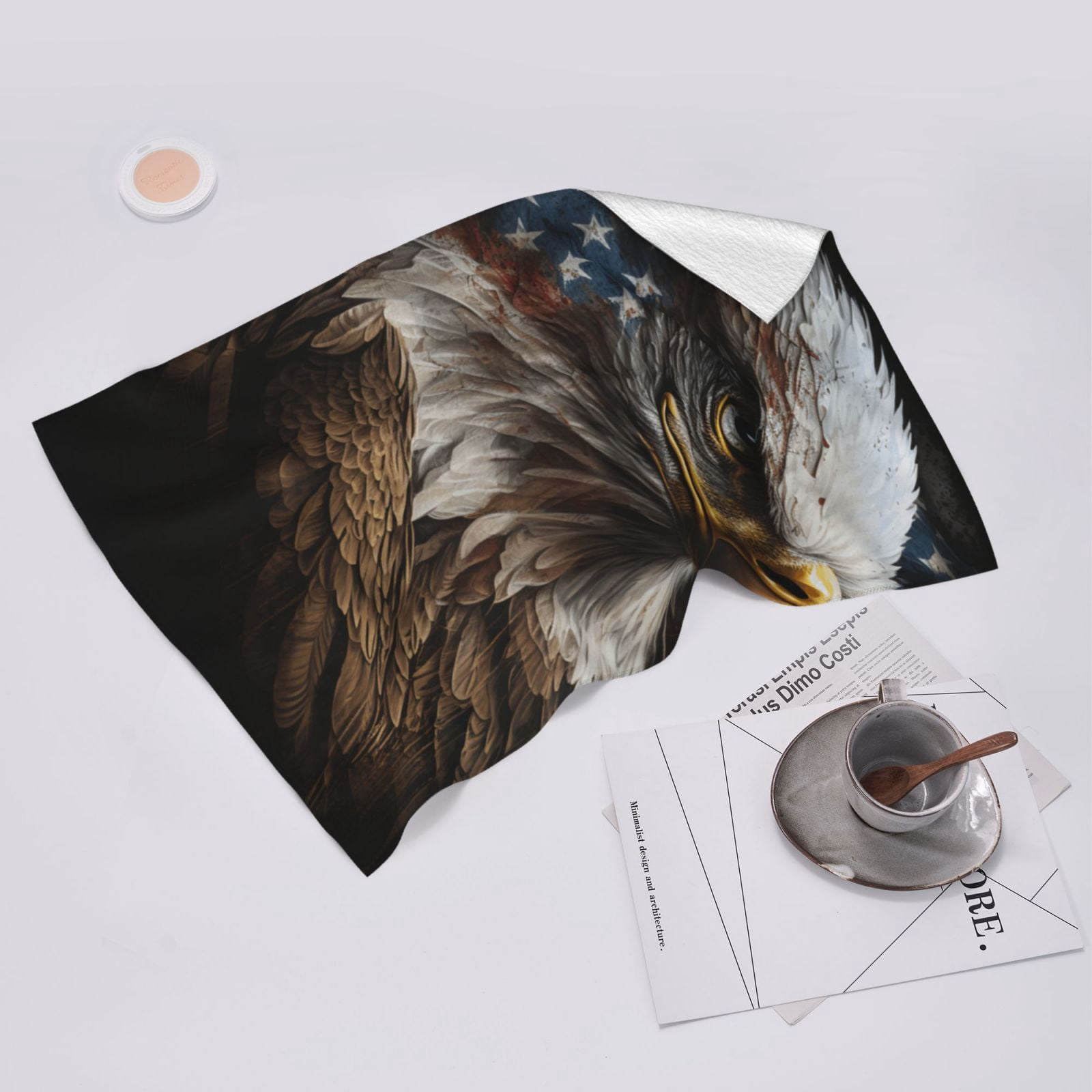 American Flag Bald Eagle USA 27.5" x 16" Ultra Soft Hand Towel, Face Wash Cloth for Bathroom, Gym, Travel, Pool