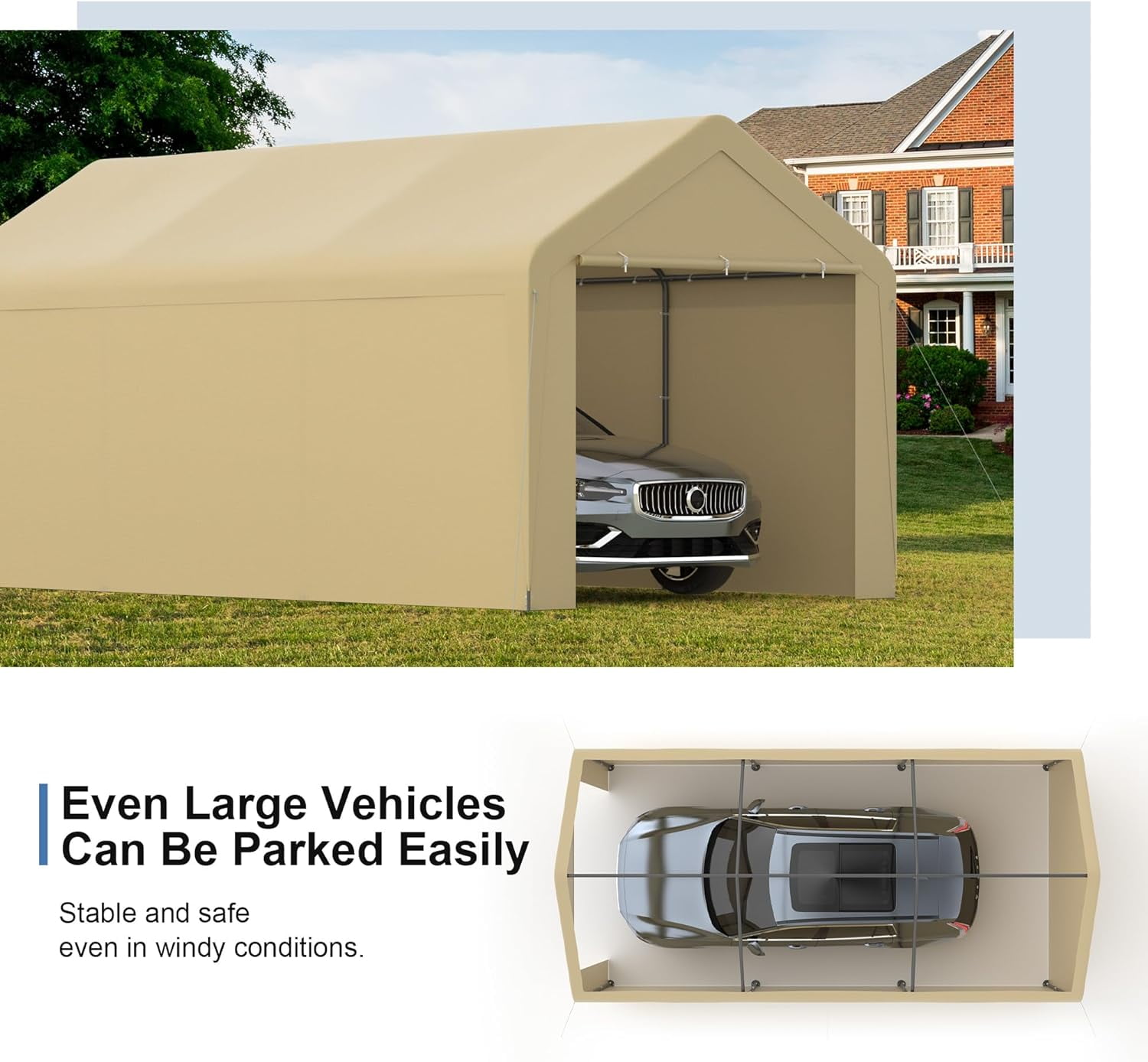 Phonjoroo Carport 10x20 Car Ports Heavy Duty Carports Portable Garage Car Canopy Tent Outdoor Car Shelter