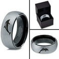 thumbnail image 4 of Tungsten Dolphin Sea Animal Island Band Ring 8mm Men Women Comfort Fit Black Dome Brushed Gray Polished, 4 of 4
