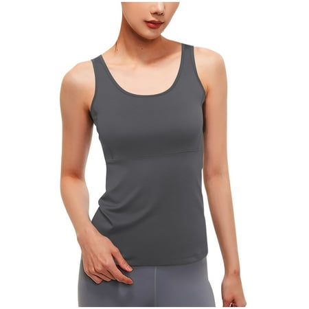 juhao Clearance Workout Tank Tops for Women Full Coverage Sports Bras Tank with Built in Bra Soft Casual Yoga Gym Athletic Tanks