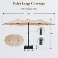 thumbnail image 4 of Summit Living 15 ft Large Patio Umbrella with Base (Included) Double-Sided Rectangular Outdoor Deck Umbrella for Outside - Beige, 4 of 11