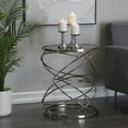 thumbnail image 2 of DecMode 20" x 24" Silver Marble Open Ring Accent Table with Black Marble Top, 1-Piece, 2 of 7