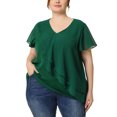 thumbnail image 1 of Blusas Con Volantes En Capas Y Cuello En V De ManCorPaMujer De TalGrande Verde 4XL, 1 of 5