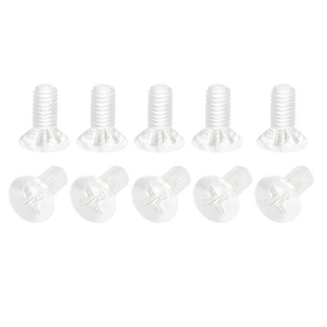 Unique Bargains M4x10mm Plastic Phillips Machine Screws, PC Flat Head Machine Bolts 25 Pack