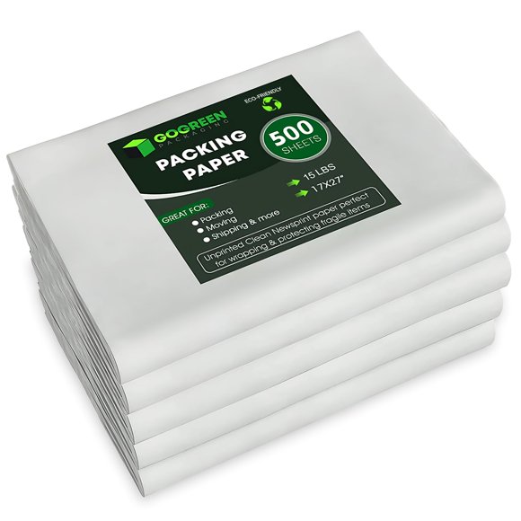 Embalaje: hojas de papel de periódico, 500 hojas, 17 x 27 pulgadas, 6,8 kg