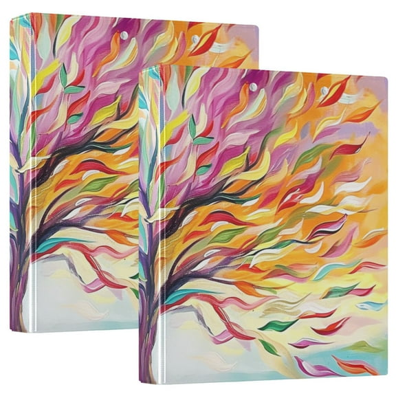 Tree with Colorful Leaves 3 Ring Hardcover Binders 1.5" Round Rings for Letter-Size Folder Paper Organizer Pockets for Office Student Recipe 1 Pack