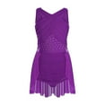 thumbnail image 2 of LiiYii Big Girls Ballet Lyrical Dance Outfits Rhinestones Cutout Back Skirted Leotard Figure Skating Dress Purple 16, 2 of 7