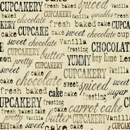 Cupcakery Words Cotton Fabric