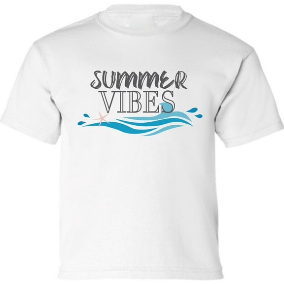Kids T-Shirt Summer Vibes Sea Graphic Tee - XS S M L XL Tees - Vacation Short Sleeve Youth Tshirt Boys Girls