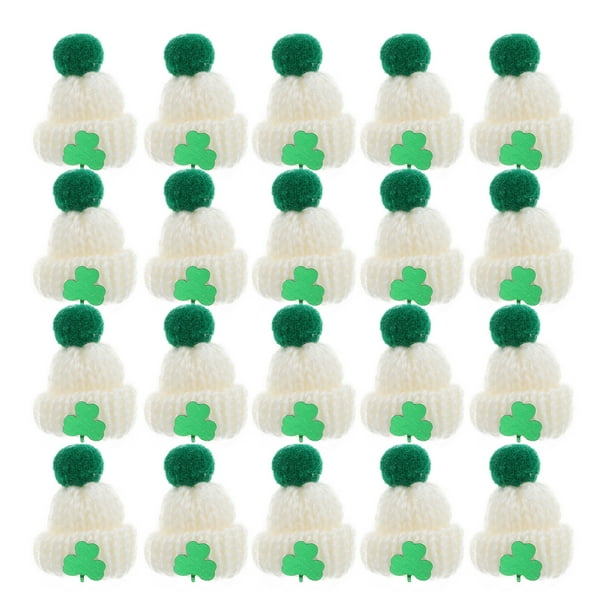 20pcs mini gorras de tejer Saint Patrick Mini Hats Saint Patrick Mini Caps para hacer bricolaje