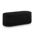 thumbnail image 5 of GZXS Teddy Upholstered Storage Bench in Orange, Modern Window Bench with Safety Hinge Lid, 43"Oval Ottoman for Living Room, Bedroom End of Bed, No Assembly, 5 of 7