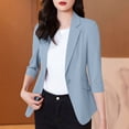 thumbnail image 2 of Veste de Complet Décontractée pour Femmes avec Col à Revers et devant Boutonné, Mélange Léger Polyester-Spandex, Longueur Régulière, Noir, P, 2 of 9