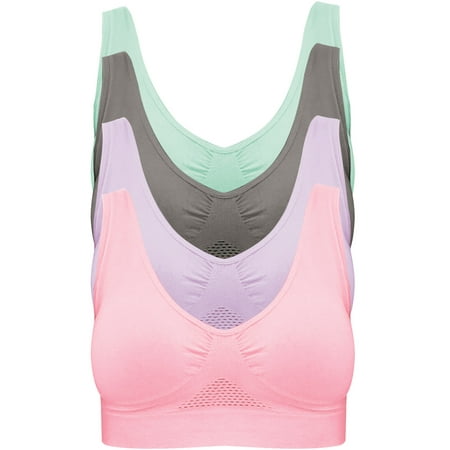 

4-Pack Women s Seamless Wireless Cooling Unpadded Comfort Bra