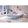 thumbnail image 3 of Kidkapers White Steel Daybed with Twin Trundle, Bedroom Living Room Sanctuary, Portable Folding Trundle Bed, Robust Steel Slat Support, 3 of 5