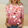 thumbnail image 2 of Cute Heart Shirts for Valentines Day Women Classic 3/4 Sleeve Tops Trendy Plus Size Basic Tee Shirt, 2 of 4