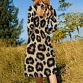 thumbnail image 5 of Leopard Print Tan Black Background Flare Dress Square Neck Dress Elegant Female Fashion Printed Dress, 5 of 9
