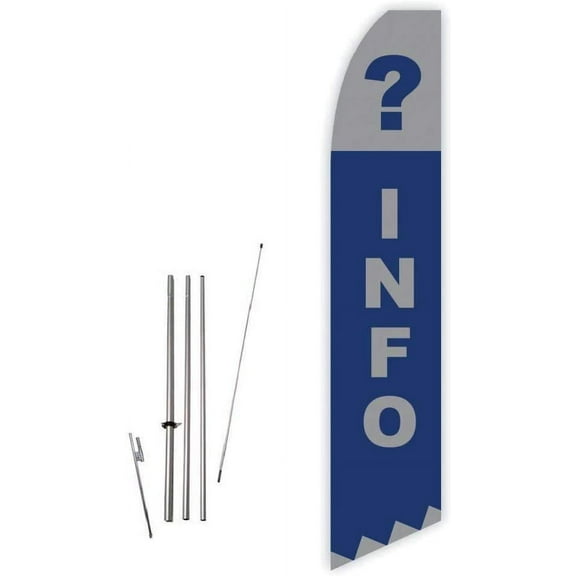 Info Blue Super Novo Feather Flag - Complete with 15ft Pole Set and Ground Spike
