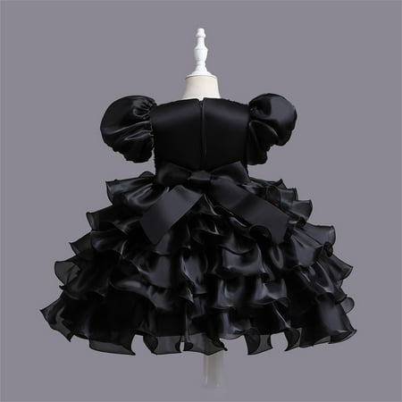 

PEASKJP Plus Size Summer Dresses Toddler Girls A-Line Tulle Short-sleeved Floral Floral Bowknot Flowy Dress Fit Flare Halter Dress for Girls Black 2-3 Years