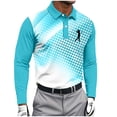 thumbnail image 2 of BRGZLK Men's Long Sleeve Tops 2026 Fall Winter Button Down Collared Printed Lightweigt Breathable Golf Sports Tee Shirt Outdoor Workout Casual Pullover T-shirt Sky Blue 2XL, 2 of 5