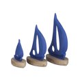 thumbnail image 5 of 8", 6", 11"H Blue Metal Sail Boat Sculpture with Wood Base, by DecMode (3 Count), 5 of 7