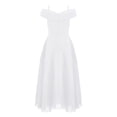 thumbnail image 3 of Kids Girls Chiffon Party Dress Off-the-Shoulder A-Line Floor Length Dresses White 14, 3 of 4
