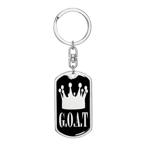 GOAT Greatest of All Time Swivel Keychain Stainless Steel or 18k Gold Dog Tag