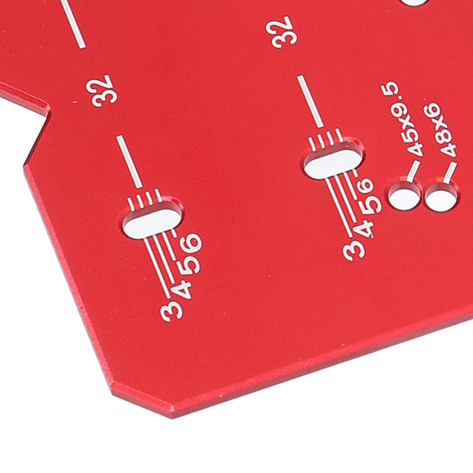 BIMZUC Red Hinge Positioning Ruler 35mm (1.38 inches) Adjustable Aluminum Alloy Cabinet Hardware Drill Hole Guide Template Woodworking Jig Tool for Door Install