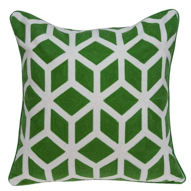 Parkland Collection PILA11019P Housse de Coussin Carrée Transitionnelle Verte et Blanche avec Insert en Poly - 20 x 20 x 7 Po.